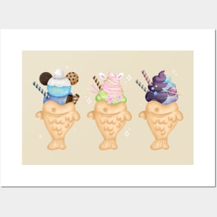 Delicious Kawaii Taiyaki Ice Cream Posters and Art